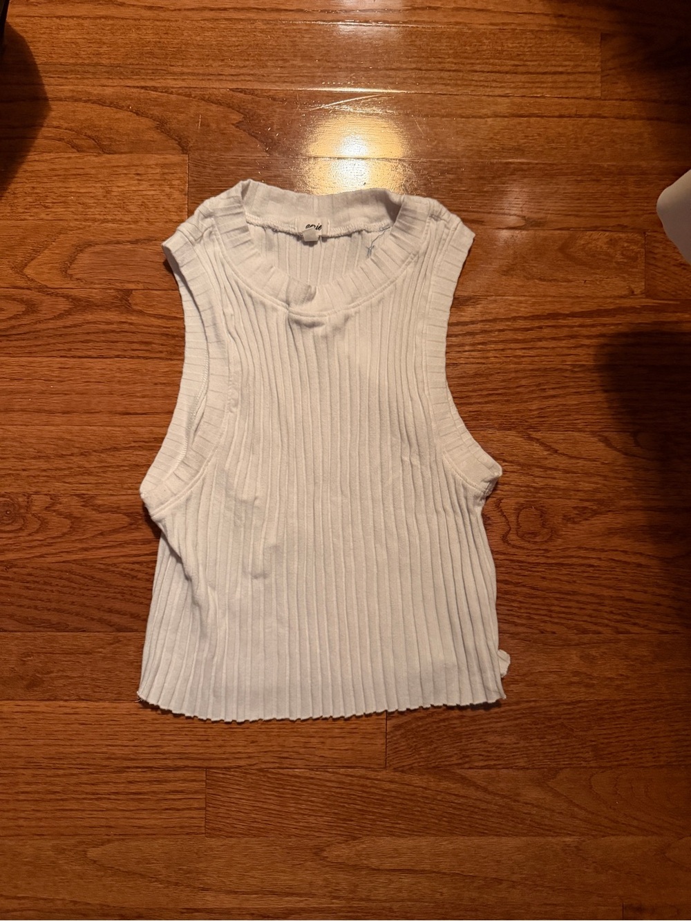 aerie White Ribbed Mock Neck Tank Top
